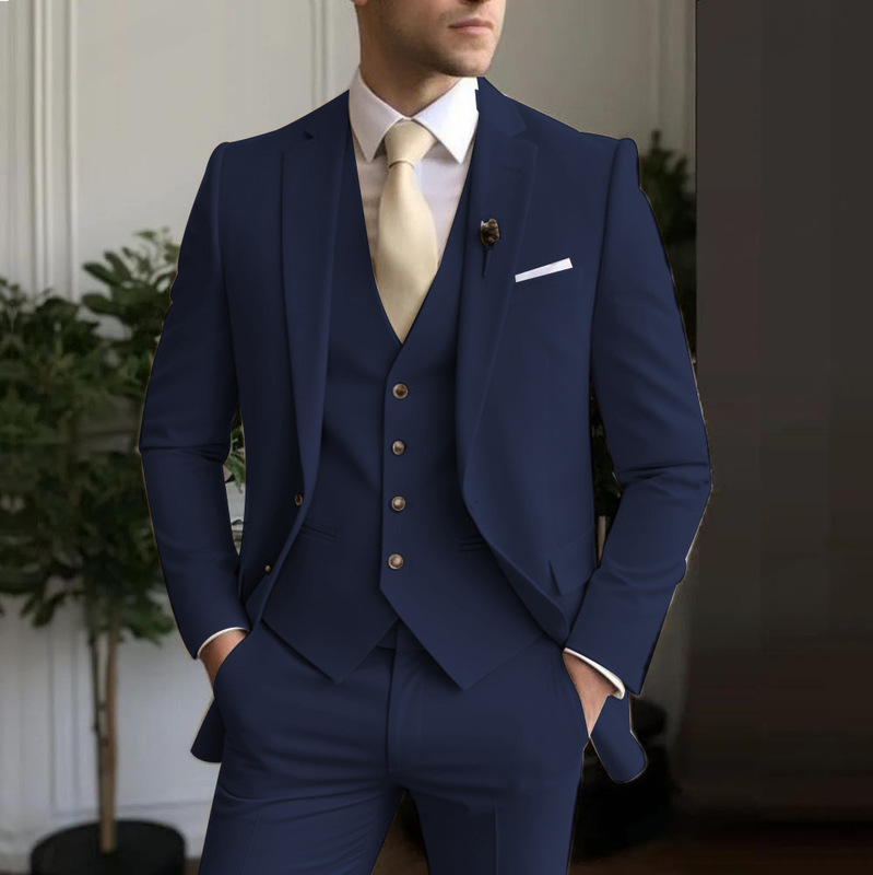 貿易メンズスーツクロスボーダーヨーロッパとアメリカのビジネスカジュアル宴会スーツ結婚式ハイエンドベストマンドレス男性用|undefined