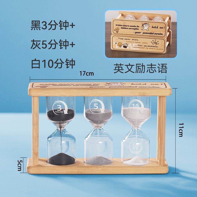 Reloj de arena luminoso redondo de bambú, temporizador resistente para aprendizaje 1/10/30 minutos