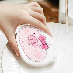 2CM cartoon wood pulp cotton dishwashing wipe that does not stick to oil, kitchen dishwashing sponge, absorbs water and becomes larger, dishwashing rag towel