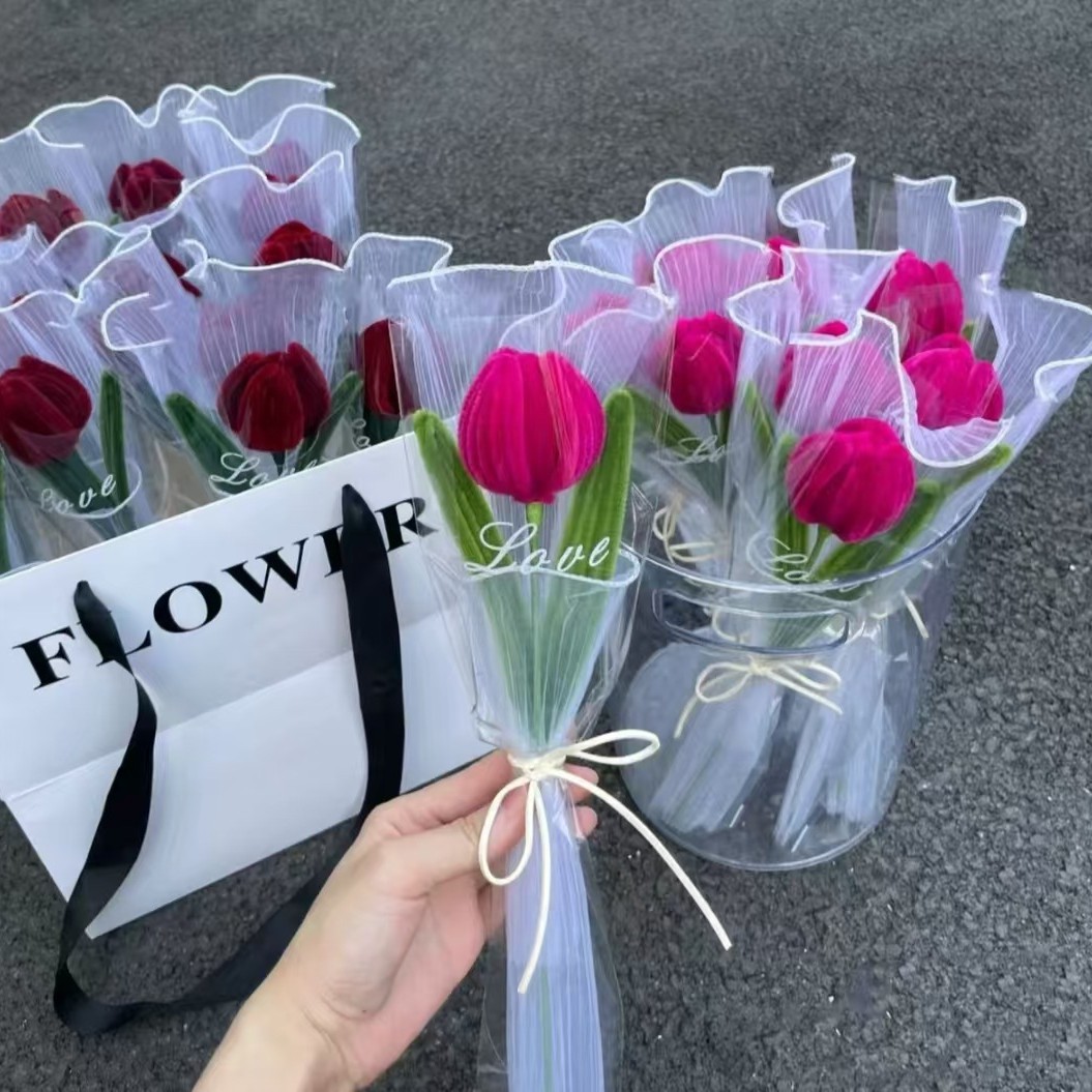 DIY扭扭棒郁金香成品批发摆摊花束礼物教师节送女友闺蜜仿真花