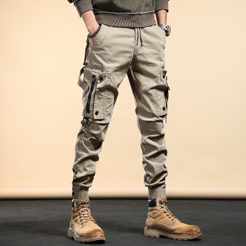 American Retro Heavy Multi-Pocket Crane Pants Men's Trendy Brand Loose Straight Pants Wide Leg Cross-Border Casual Pants