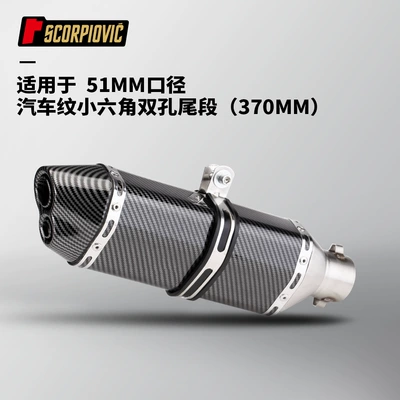 Full imitation carbon fiber: Motorcycle exhaust pipe - fully-imitation-carbon-fiber-small-hexagonal-double-hole-370mm