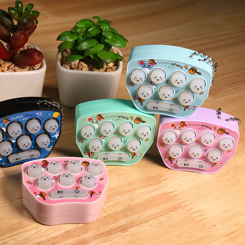 Cross-border handheld whack-a-mole game machine, macaron-colored whack-a-mole mini game machine, keychain pendant toy