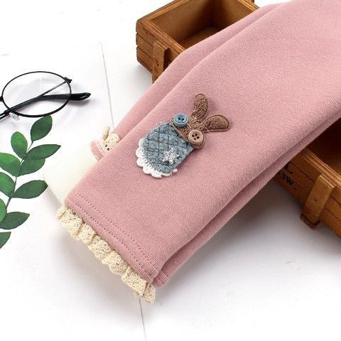 女童加绒打底裤秋冬儿童保暖外穿洋气宝宝一体摇粒绒卡通保暖裤子