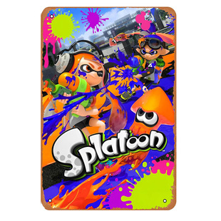 Splatoon Game Tin Painting | Bright Graffiti Style | Personalized Decorative Metal Painting for Game Fans