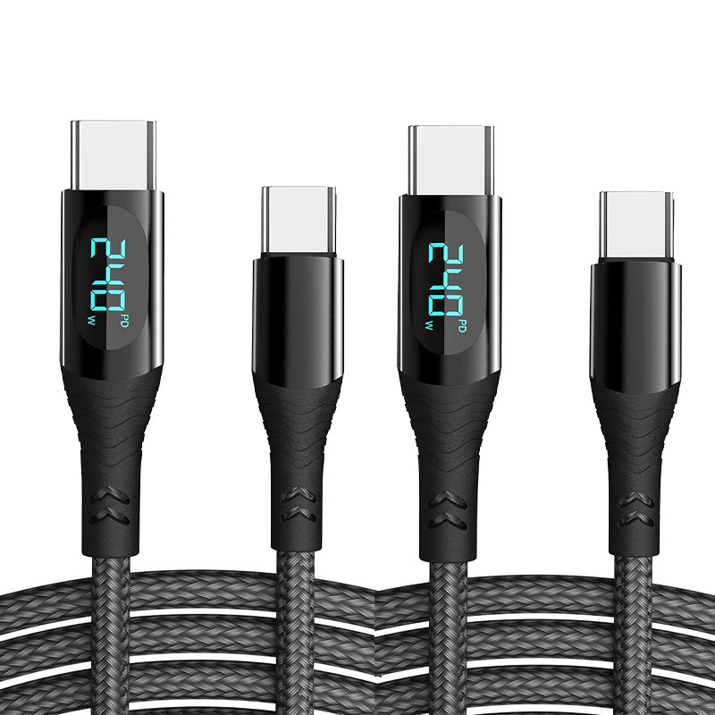 240W高速充電PDデータケーブル100wデジタルディスプレイタイプC携帯電話充電編組ケーブルApple 27Wメーカーに適しています|undefined