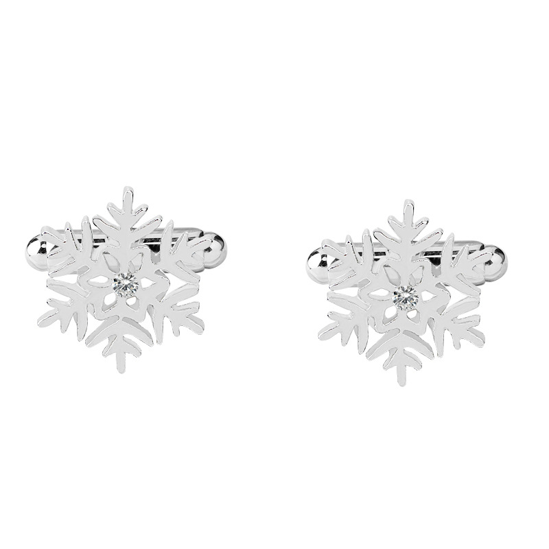 Modeschmuck Weihnachtsgeschenk Diamant-Schneeflockenmanschettenknöpfe Eis- und Schneeform Französische Manschettennägel auf Lager_voghion.com