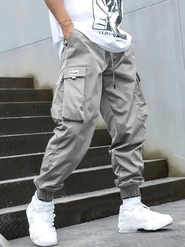 Large size overalls autumn Japanese fashion brand men's casual pants, multi-pocket, young and loose leg straps