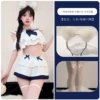 White student outfit + white butterfly and white silk + white hairband