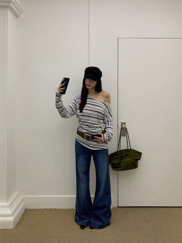 誉一新款2025秋季美式高街微牛仔裤女小个子宽松休闲长裤女C75500|undefined