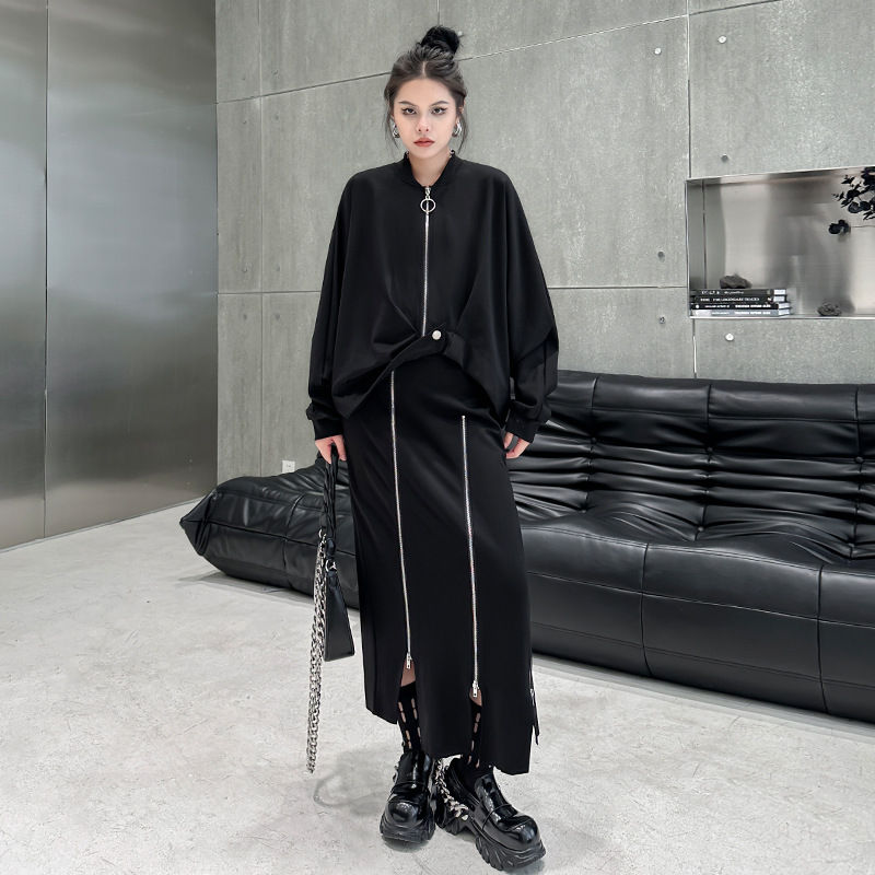 Yamamoto estilo oscuro diseño abrigo corto para las mujeres otoño nueva suelta adelgazamiento pequeño océano temperamento manga larga cardigan