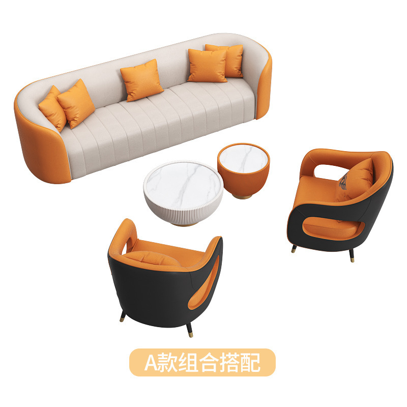 Salón de belleza de lujo ligero nórdico hotel sofá / silla de venta de recepción empresarial combinación de mesas de oficina negras