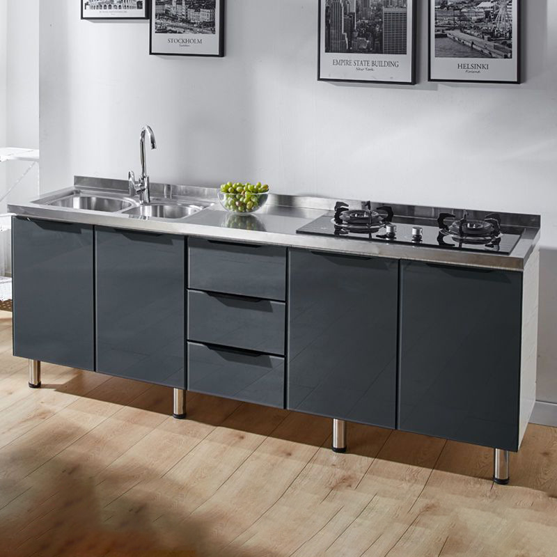 Stainless steel cabinets Simple kitchen storage cupboards stove…