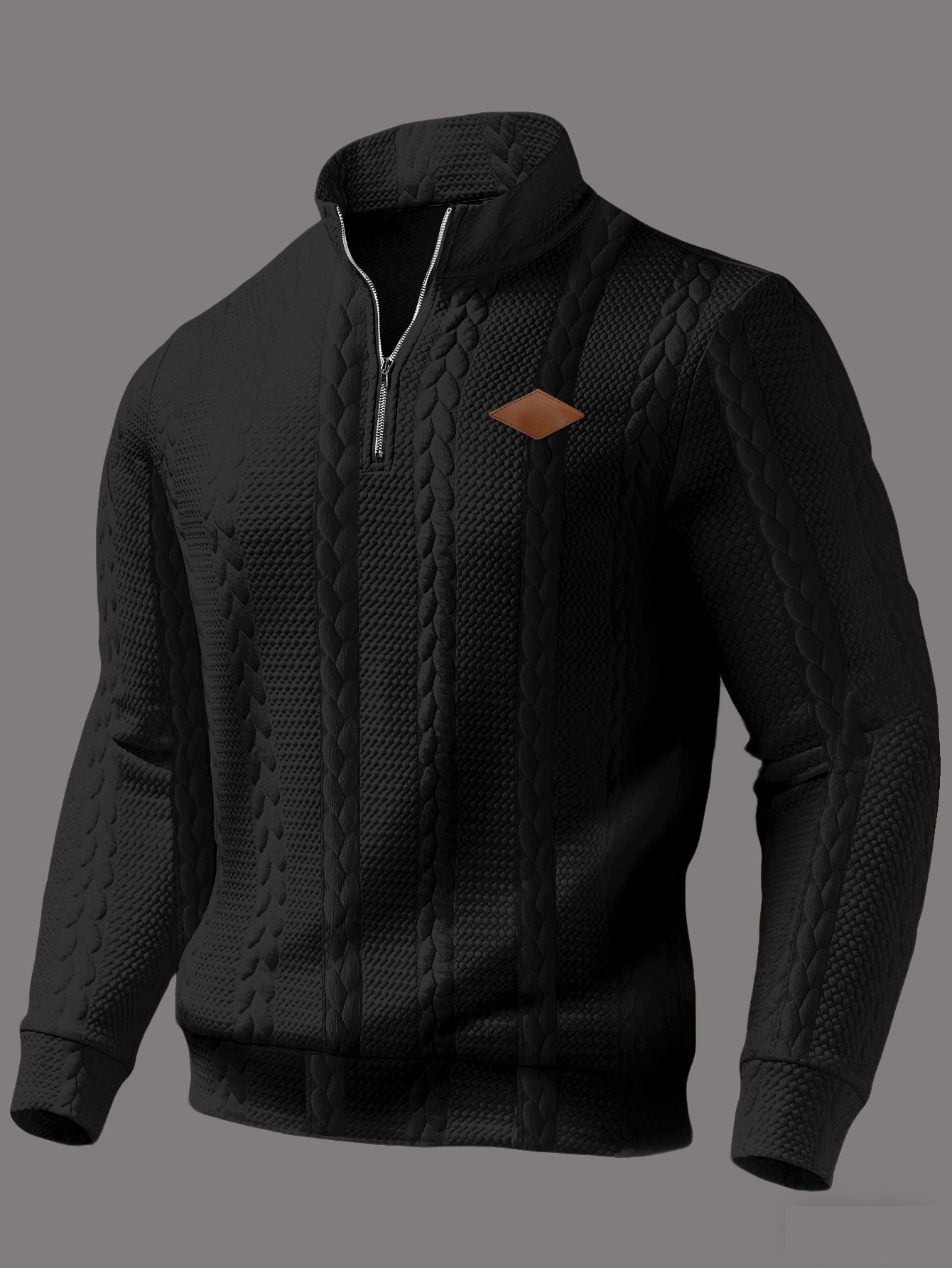 Herren Jacquard Strickpullover Mit Stehkragen Für Den Alltag_voghion.com