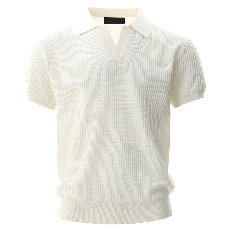 Clothing Men's | Summer Knitted Short-sleeved Polo Shirt Men's Summer Solid Color Lar Casual T-Shirt Top Polo Shirt