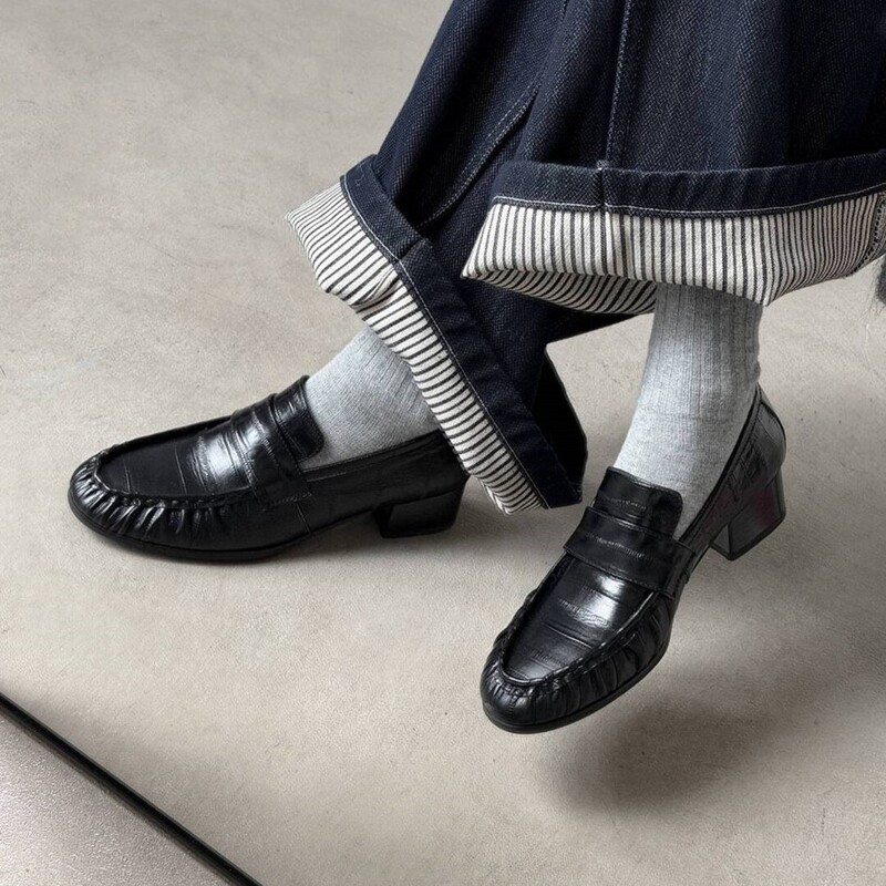 In-Stock Eel-Pattern Chunky Heel Loafers for Women, New Spring/Summer Versatile Slip-On Round-Toe French British Style Leather Shoes In-Stock Eel-Pattern Chunky Heel Loafers for Women, New Spring/Summer Versatile Slip-On Round-Toe French British Style Leather Shoes