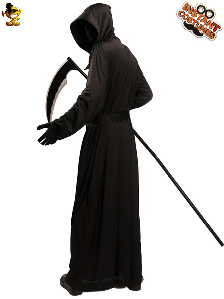 Gran hombre negro diablo Halloween traje fantasma Festival hoz monstruo hoz rol juego muerte etapa rendimiento traje image 4