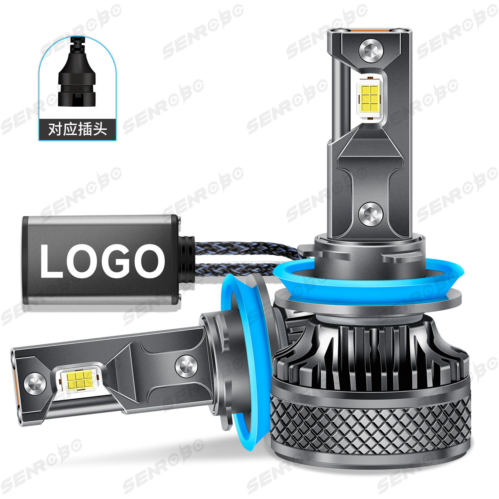 Doble tubo de cobre ultra brillante del automóvil condujo luz láser delantera 12 núcleo concentrador de luz baja H1H7H11 luz alta 9005 image 9