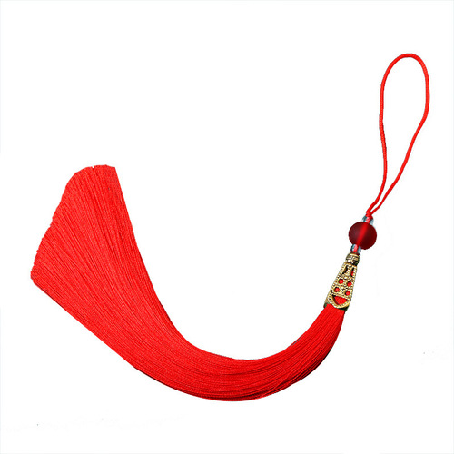 15CM long frosted beads tassels vertical ice silk hanging tassels Guqin Hanfu pressed placket tassel pendant