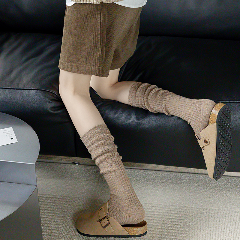 Otoño e Invierno Maillard línea gruesa calcetines de pantorrilla absorbentes de sudor diseño de nicho sentido americano japonés retro medias Calcetines de rodilla