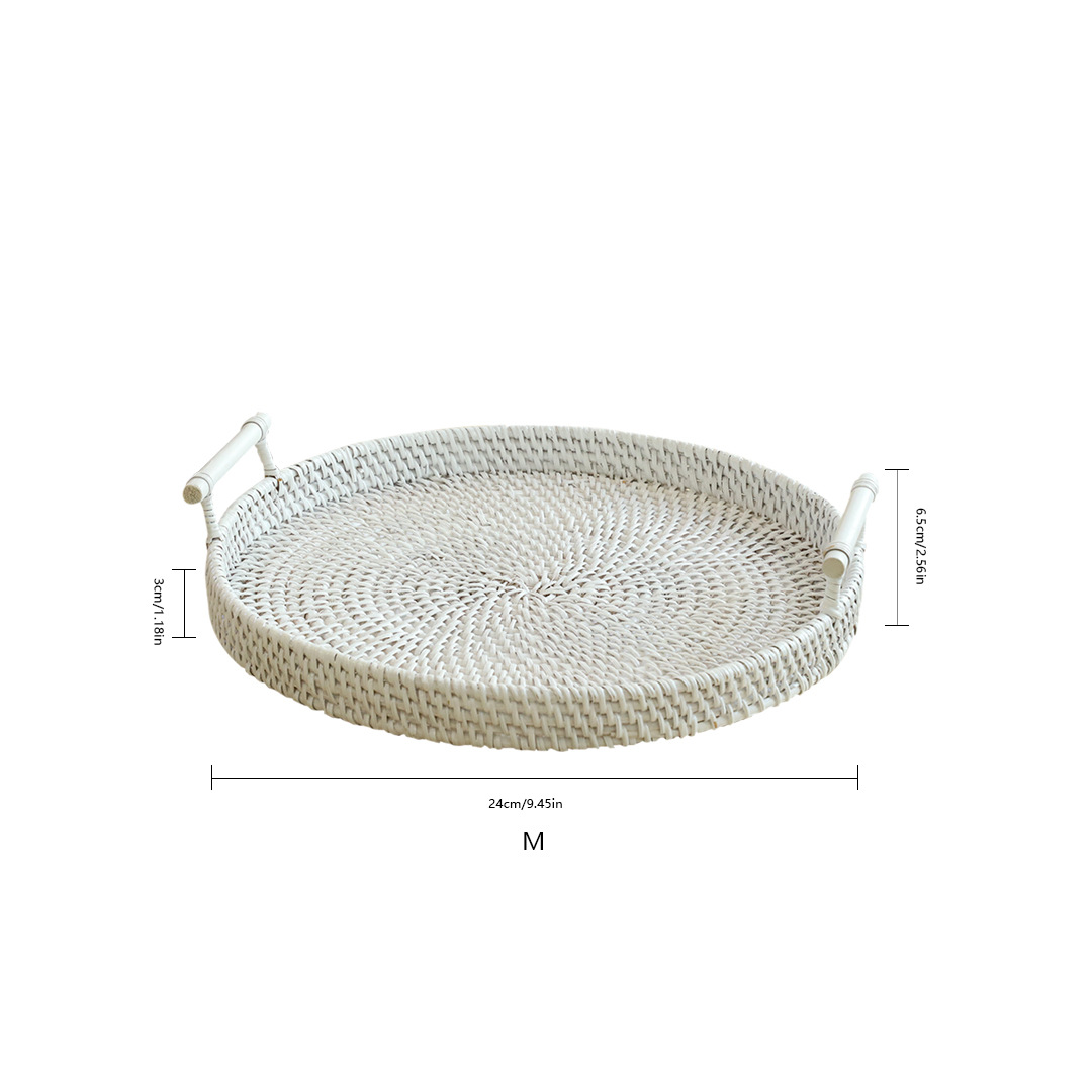 bandeja de té redonda decoración de escritorio bandeja de almacenamiento cosmético sala de estar cesto de almacenamiento porche cesto de almacenamiento doméstico bandeja redonda