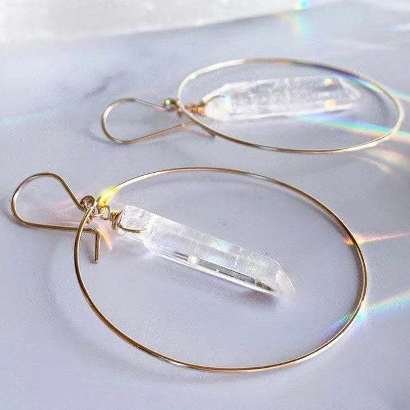 Retro Moon Crystal Handmade Drop Earrings 1 Pair