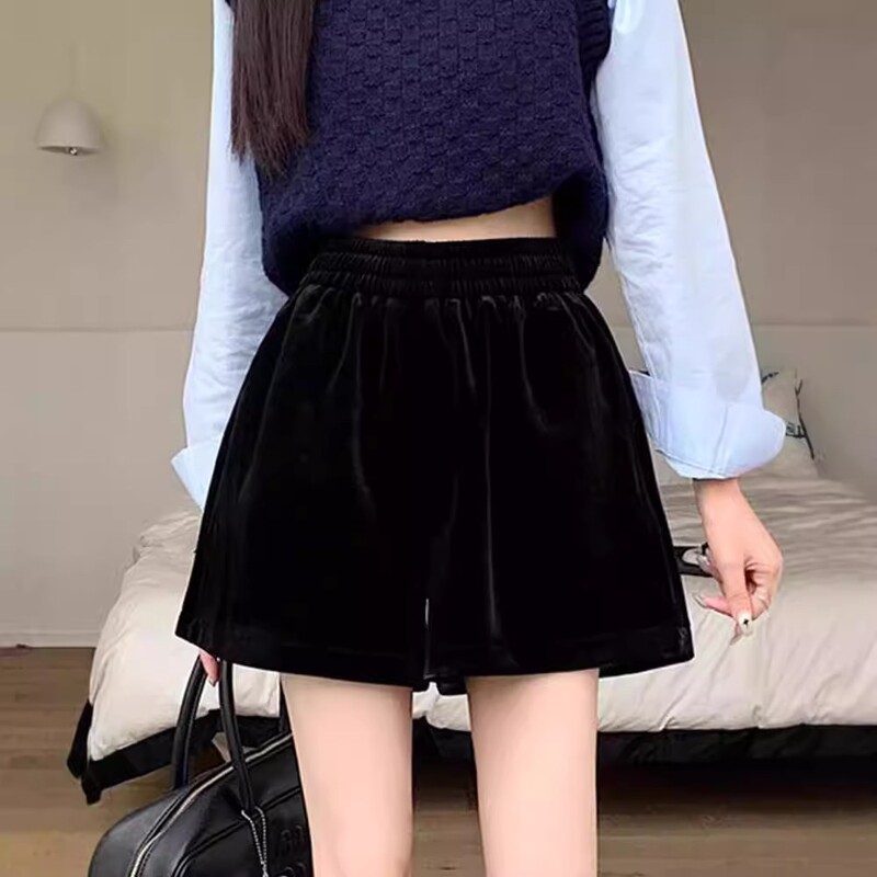 All-match New Explosions Gold Velvet Wide-leg Shorts Women's Spring and Autumn Explosions Western Style High Waist Velvet Autumn and Winter Outer Wear Boots Pants All-match New Explosions Gold Velvet Wide-leg Shorts Women's Spring and Autumn Explosions Western Style High Waist Velvet Autumn and Winter Outer Wear Boots Pants