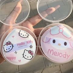 かわいい漫画パウダーパフ kT 猫メロディーマシュマロ収納ボックス付きエアクッションパウダーパフはパウダーを食べず、ウェットとドライで使用できます