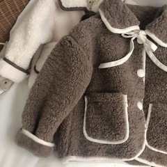 Children's cotton coat for girls and boys, thick! Korean style lamb fur coat 2023 winter stylish thickened cotton coat 