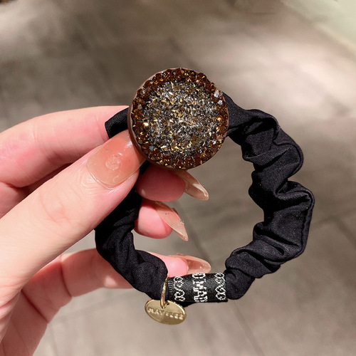 New  Large Intestine Ring for Women, Fashionable and Stylish, Circular Design with Full Diamond Hair Ties, Korean Inspired Hair Accessories