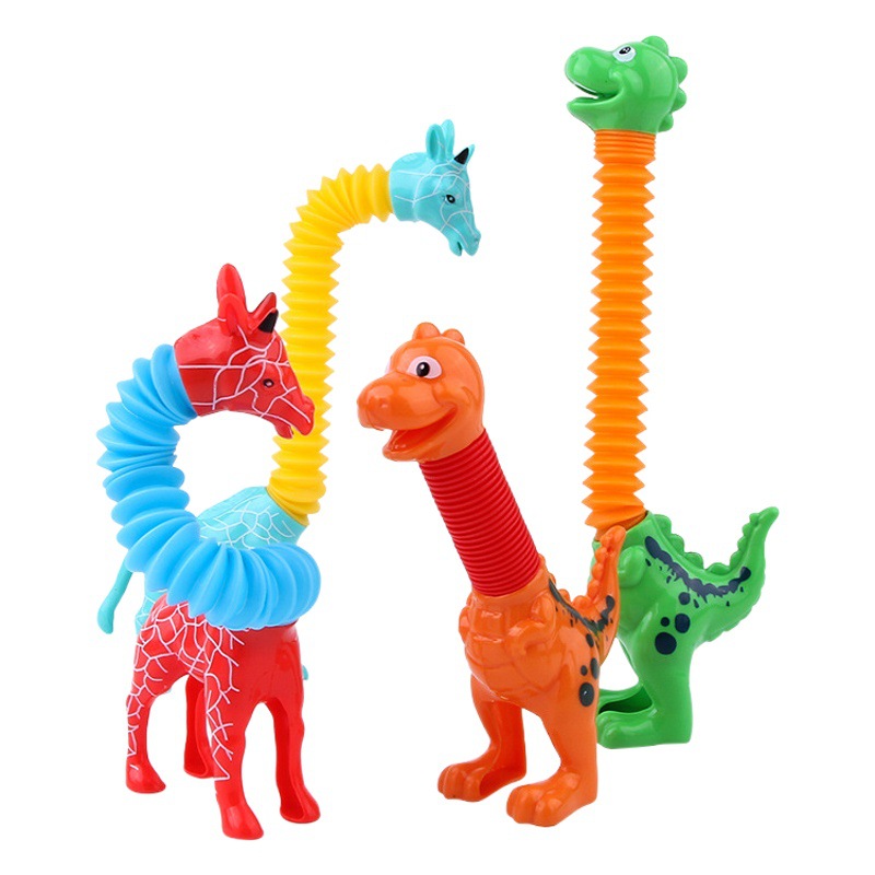 Transfronteriza nueva variedad de descompresión exótica tubo telescópico dinosaurio DIY retráctil jirafa descompresión juguetes creativos al por mayor
