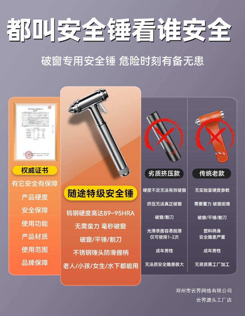 Car Emergency Escape Hammer Window Breaker Tool