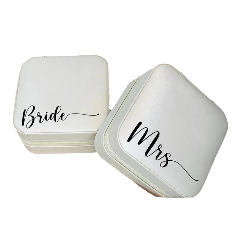 クロスボーダーbrideとmrs白いプリントアルファベット正方形ジュエリーボックス花嫁結婚式独身パーティー装飾|undefined