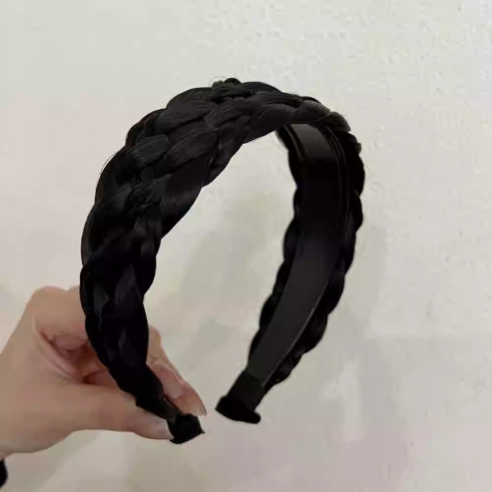 넓어진 머리띠 땋기 [퓨어블랙]