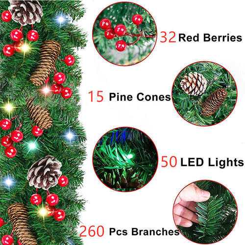 2.7-meter PVC Christmas decoration for hotels, shopping malls, bars, door hangers, Christmas encrypted rattan decoration