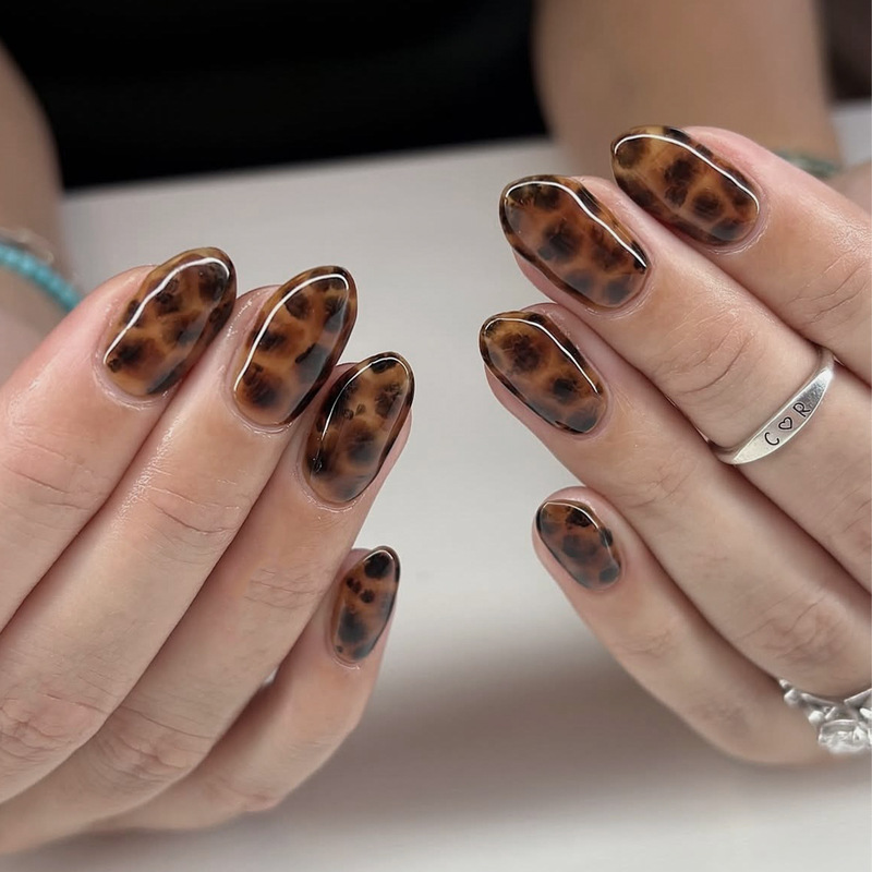 Lefan's best-selling tortoiseshell press-on nails, leopard print fake nails, almond-shaped press-on nails Lefan's best-selling tortoiseshell press-on nails, leopard print fake nails, almond-shaped press-on nails