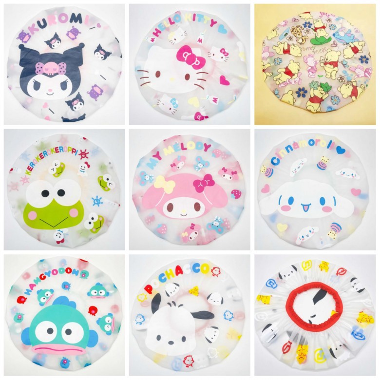 库洛米美乐蒂帕恰狗丑鱼卡通蕾丝边浴帽日式防水沐浴帽洗头帽