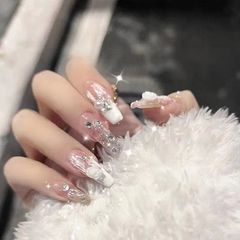 Spring Ice Nude Pink Camellia Wearable Nail Art Stickers Long Gentle Temperament False Nails Phototherapy Nail Art Stickers