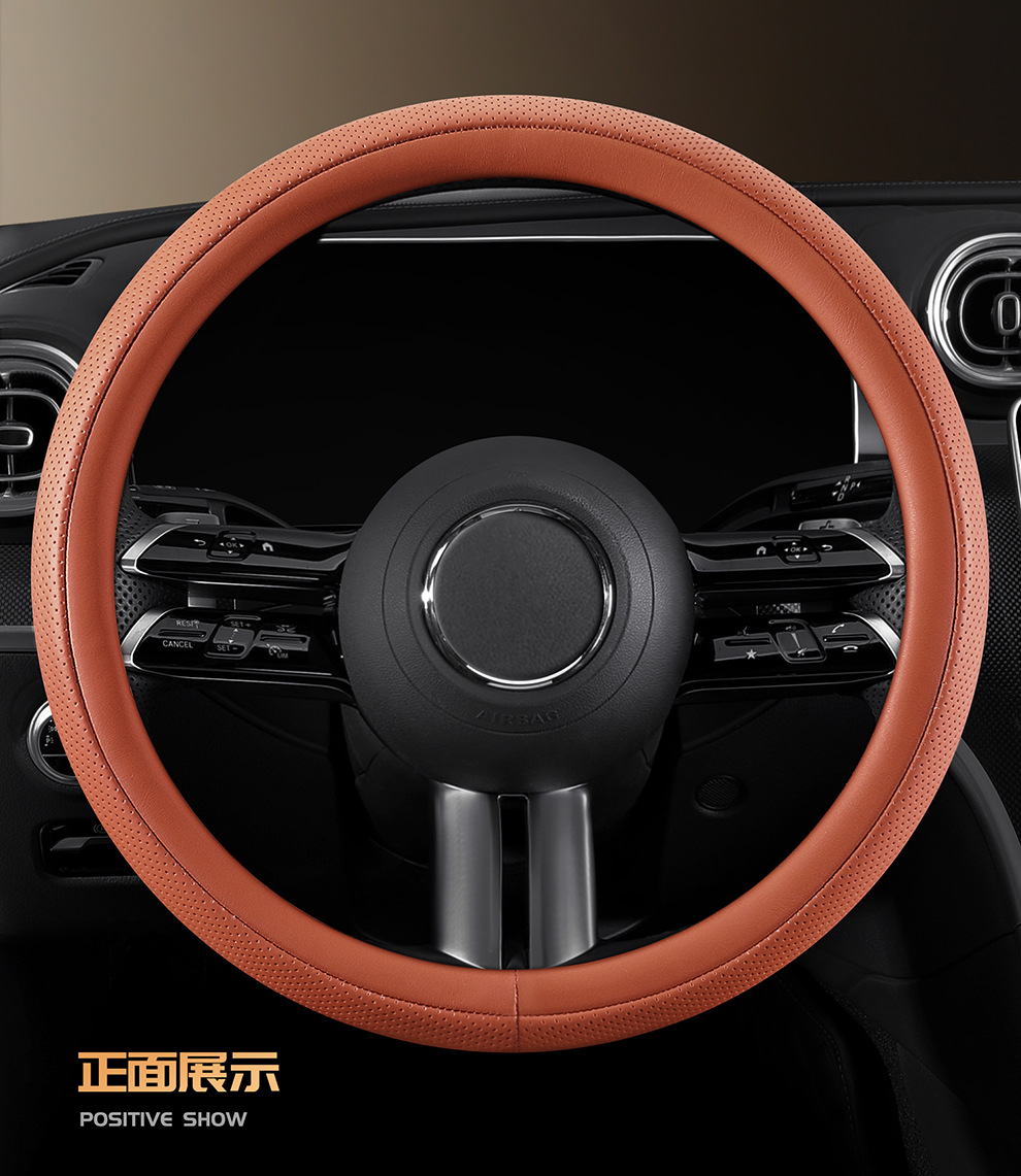 New car steering wheel cover for women, suitable for all seasons, made of leather, cute, non-slip, sweat-absorbent, breathable, cross-border wholesale