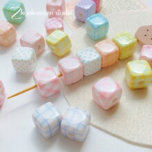DIY奶油彩色亚克力卡通格子方块珠diy饰品配件方糖挂件手机绳串珠