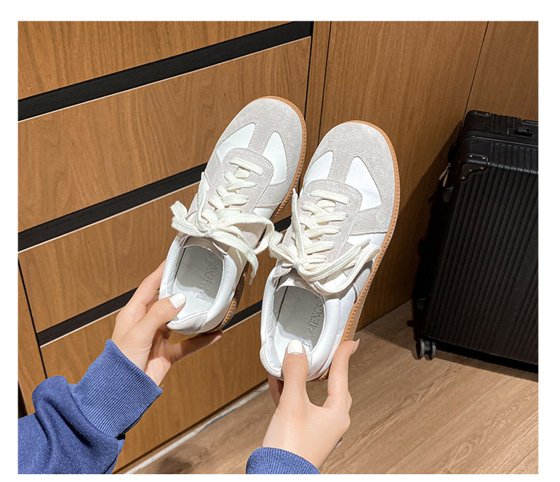 Giày sneaker nữ da thật cổ thấp phong cách tối giản, đế cao su chống trượt — V2 lót nhung, V2 một lớp bên trong chi tiết 4