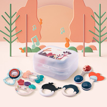 婴儿摇铃牙胶硅胶磨牙啃咬0-12个月宝宝抓握玩具礼盒批发礼盒装