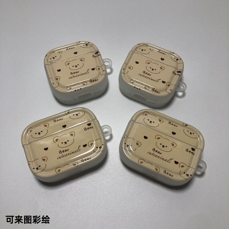 Three-Dimensional Bear-Shaped Apple Earphone Case Airpods1/2/3/4/Pro/Pro2/Pro3 Protective Cover with Uv Printing