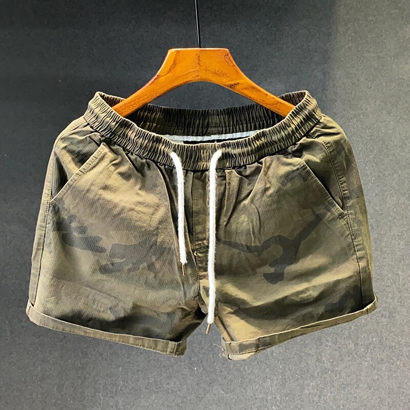 Summer running sports camouflage shorts with elastic waistband, stylish men's loose three-quarter or quarter-length trendy casual pants Summer running sports camouflage shorts with elastic waistband, stylish men's loose three-quarter or quarter-length trendy casual pants