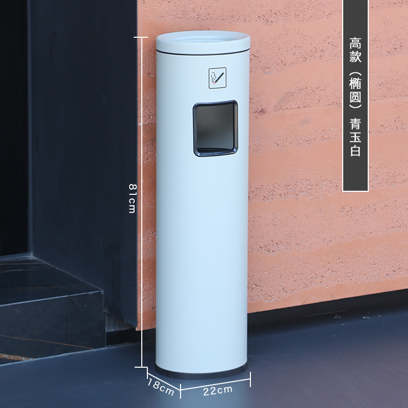 Bote de basura de acero inoxidable del hotel con cenicero, entrada de ascensor vertical, pasillo del vestíbulo, columna de humo para fumar comercial