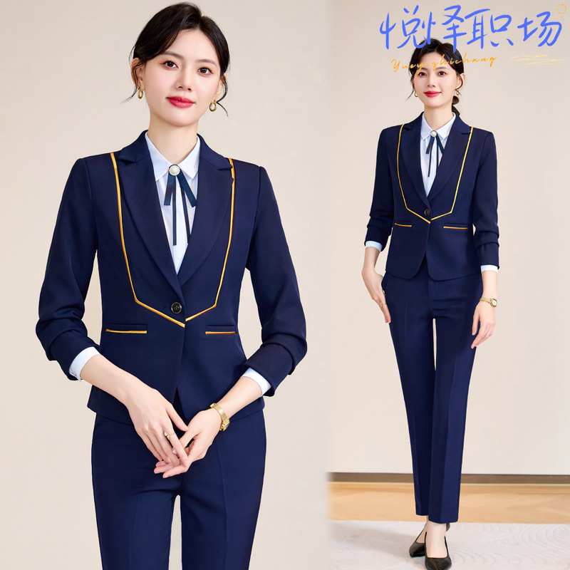 High-end professional suit suit women's spring and autumn 2024 new fashion temperament jewelry store formal wear beauty salon overalls