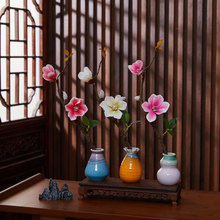 中式迷你手感玉兰花仿真花禅意客厅玄关餐桌摆件摄影花艺高档假花