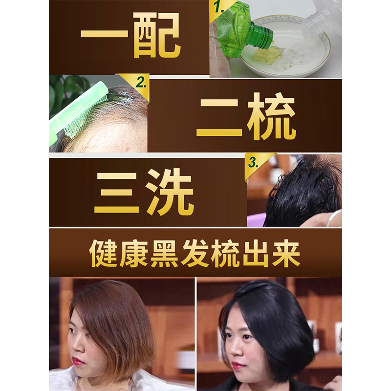 Ruyixiang Bamboo Charcoal Ginseng Clear Han Formula One-Brush Black Plant Dye Hair Color Cream Wholesale Supply 300ML*2 Hair Color Cream