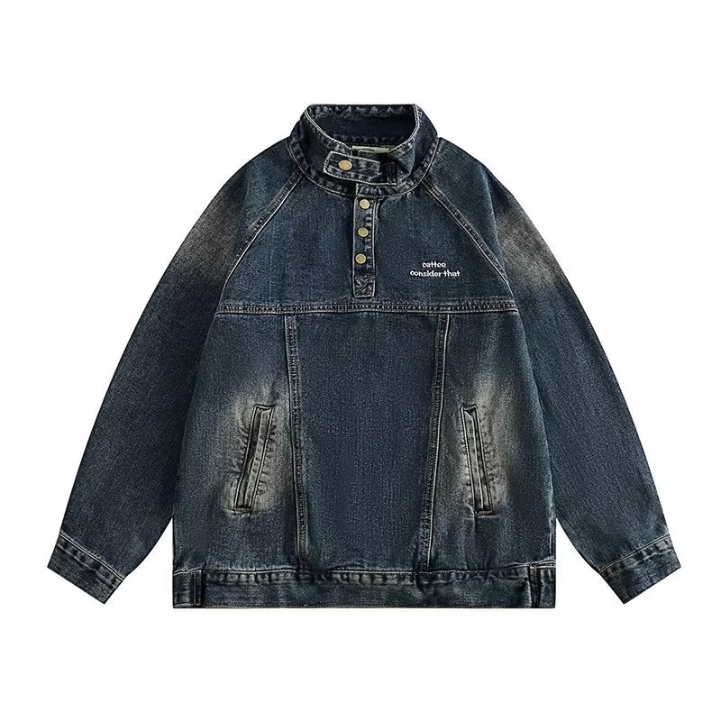 Demi-season Japanese retro denim trend jacket for men and women