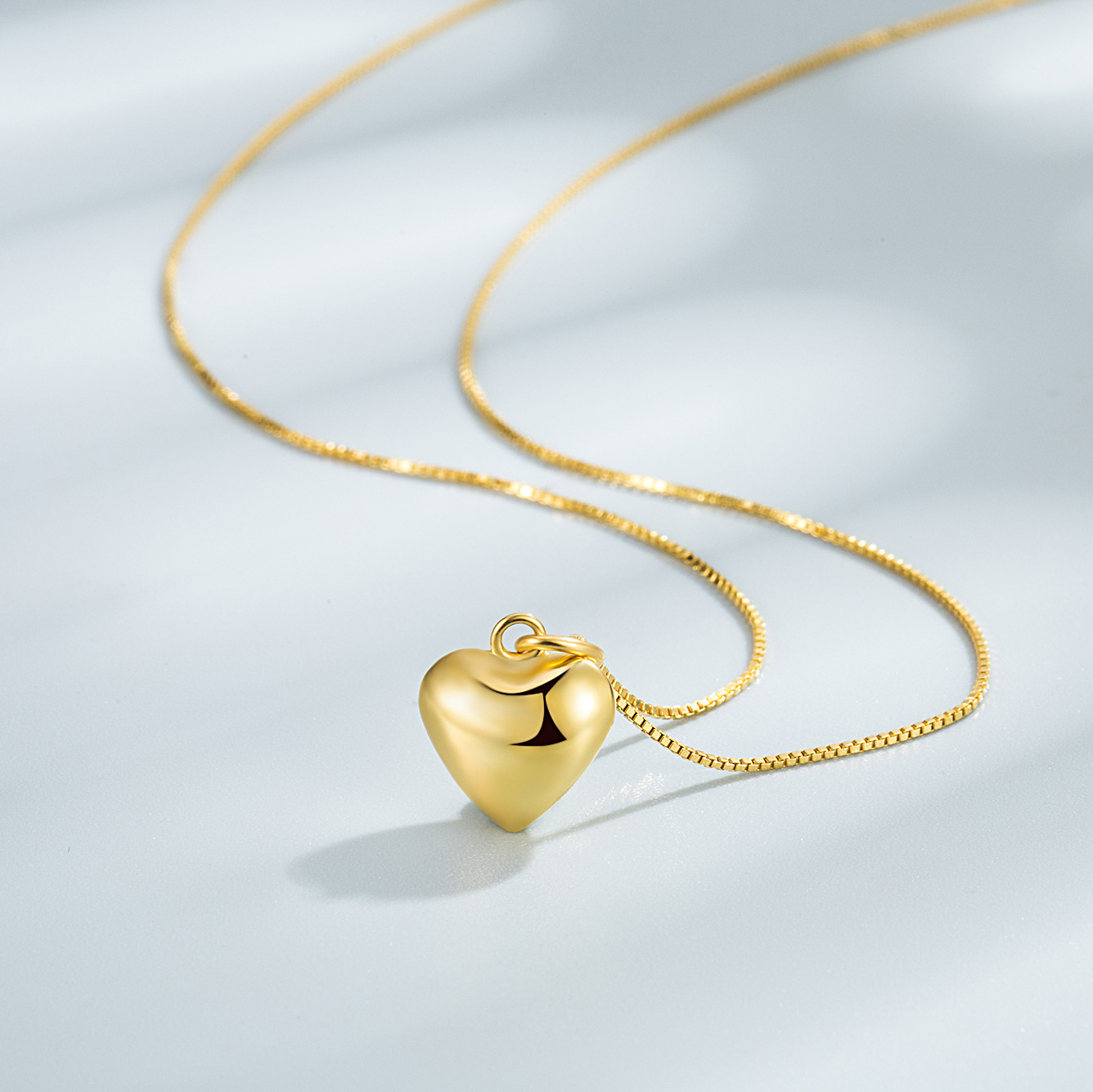 Pendant Necklace Classification 925 sterling silver Chain Material 925 Sterling Silver Box Chain Plating Heart Shape Pendant Necklace